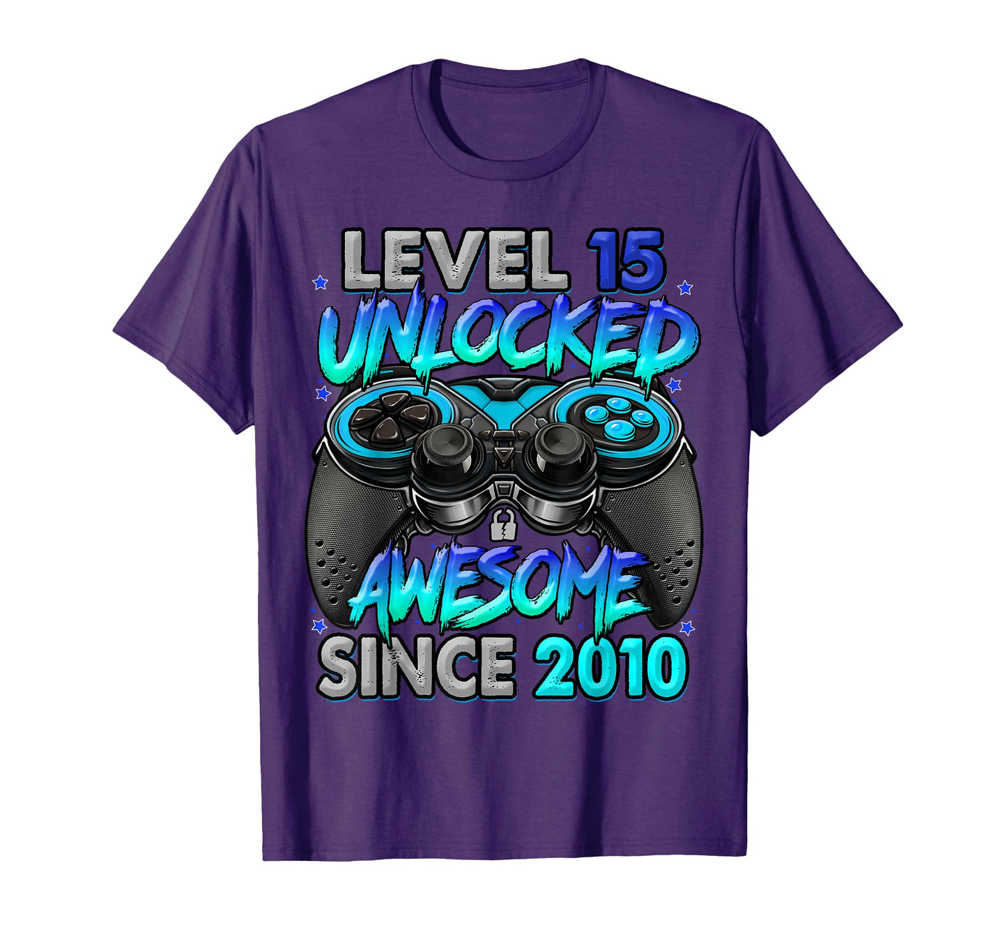 Level 15 Unlocked Awesome Since 2010 15th Birthday Gaming T-Shirt