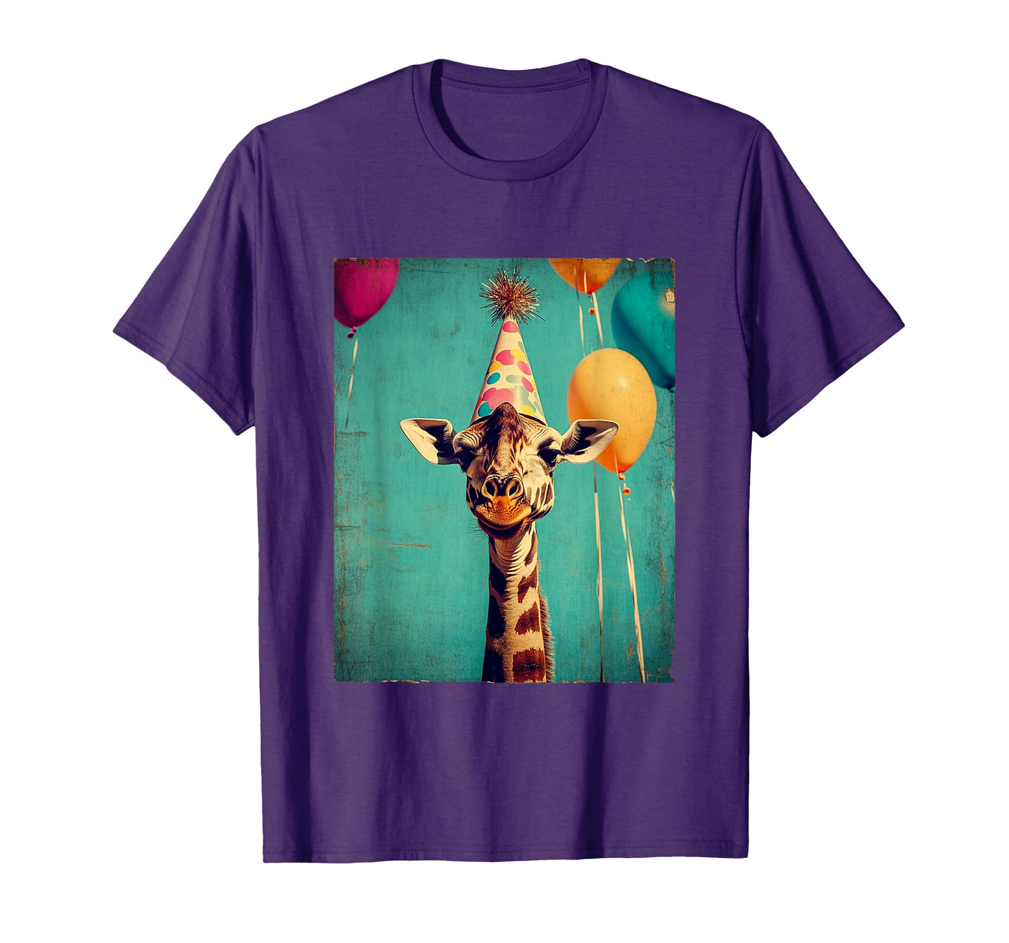 Giraffe Animal Zoo Birthday Party Apparel Unisex-Kids Retro Art Print Giraffe Birthday Party T-Shirt Black Short Sleeve Small