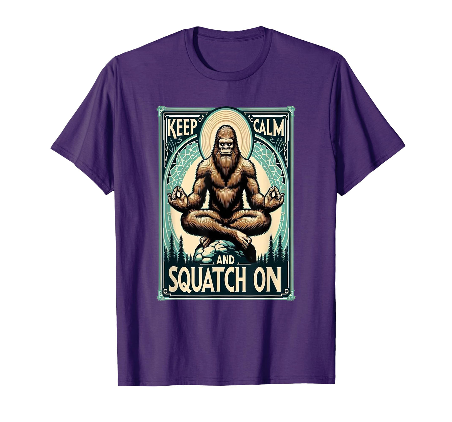 Funny Bigfoot Yoga Pose Meditation Keep Calm And T-Shirt