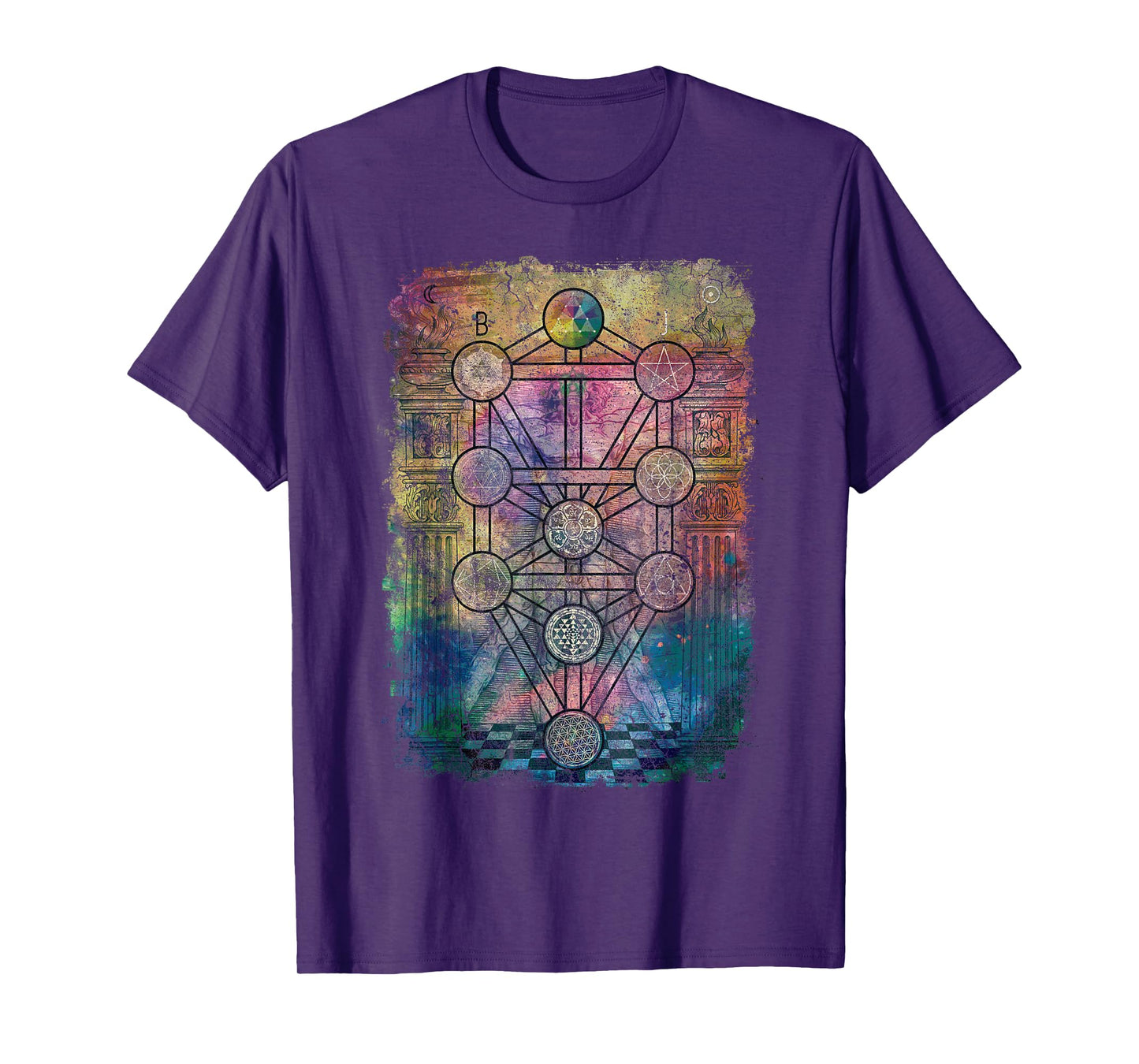 Tree Of Life Sacred Geometry Retro Vintage Graphic Print T-Shirt
