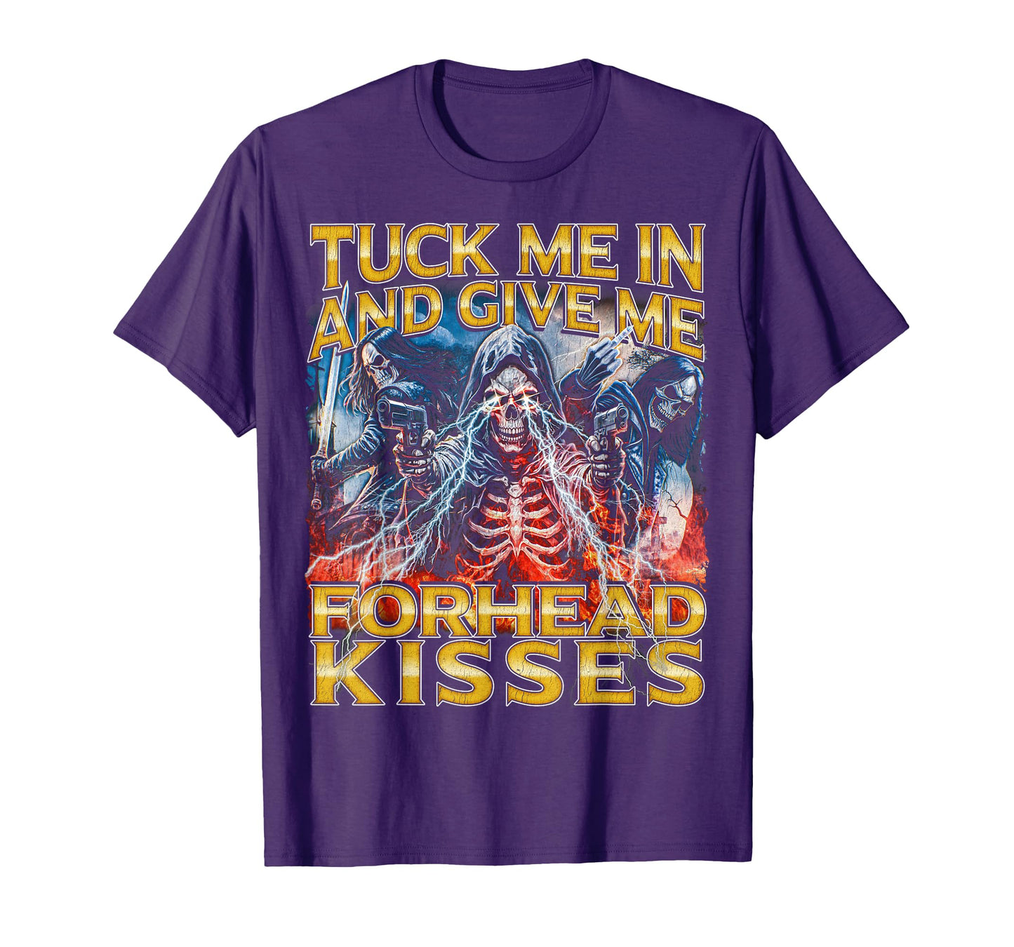 Tuck me in - 80s Horror Bootleg Cool Hard Skeleton Meme T-Shirt