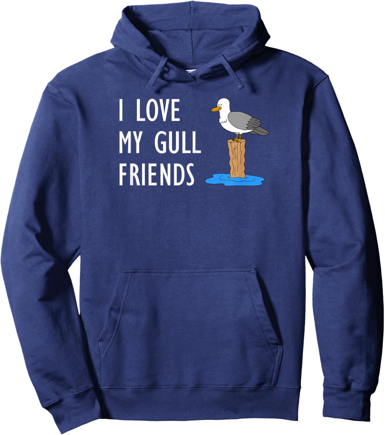 I Love My Gull Friends Seagull Pun Hoodie - Hoodie | Navy