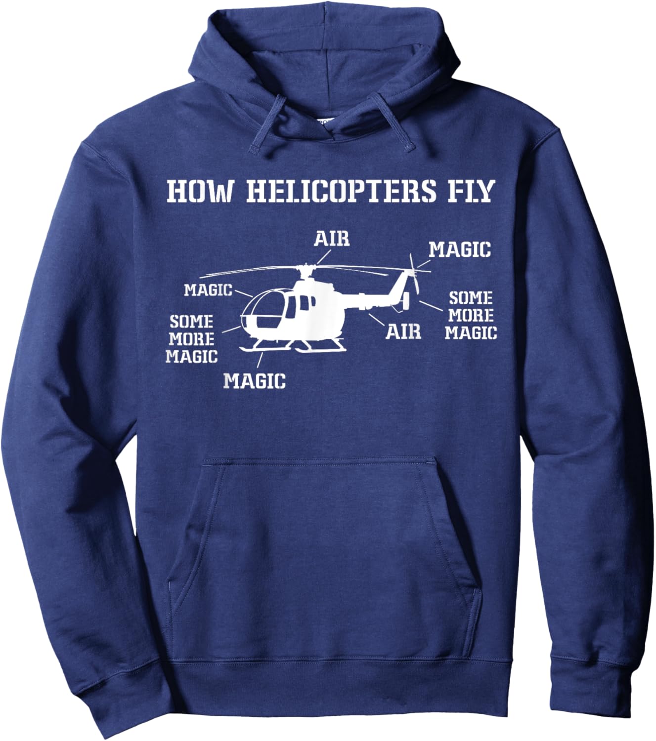 How Helicopters Fly Funny Helicopter Pilot Hoodie - Hoodie | Navy