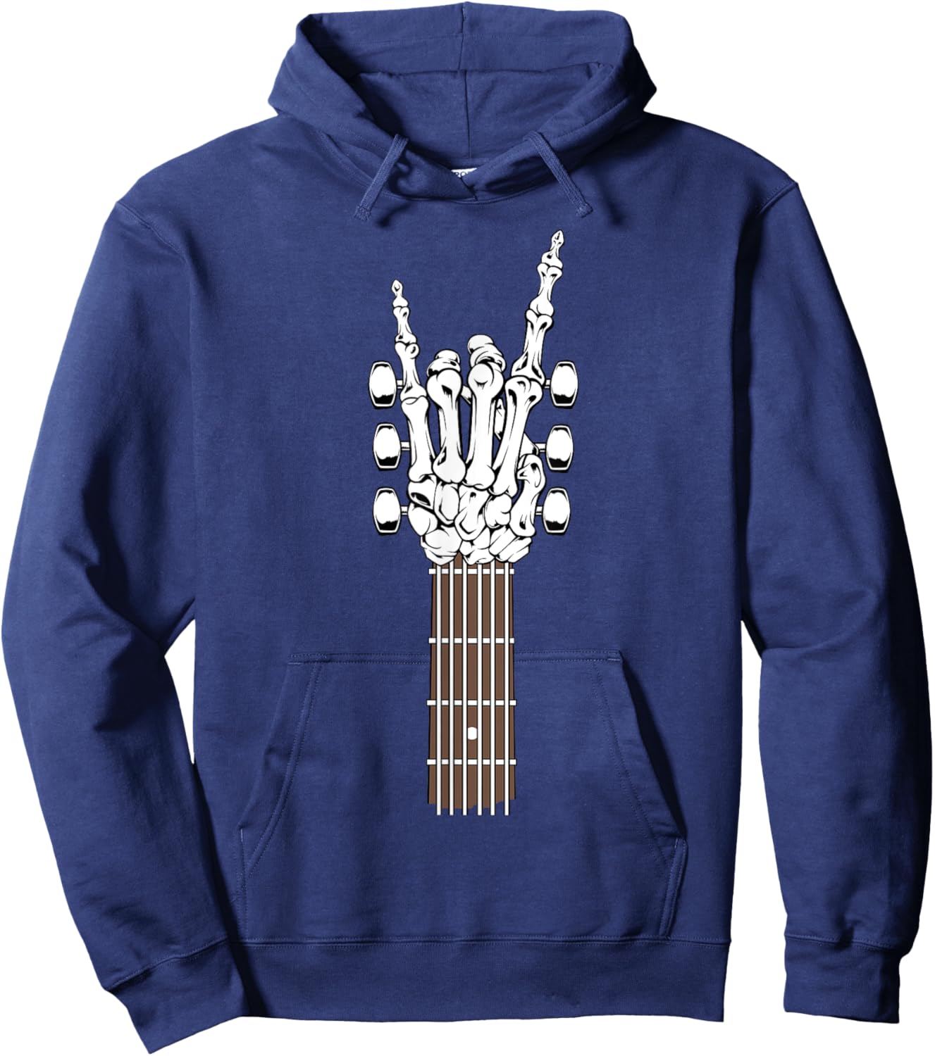 Skeleton Hand Playing Rock Guitar Guitarist Band Rockstar Hoodie - Hoodie | Navy