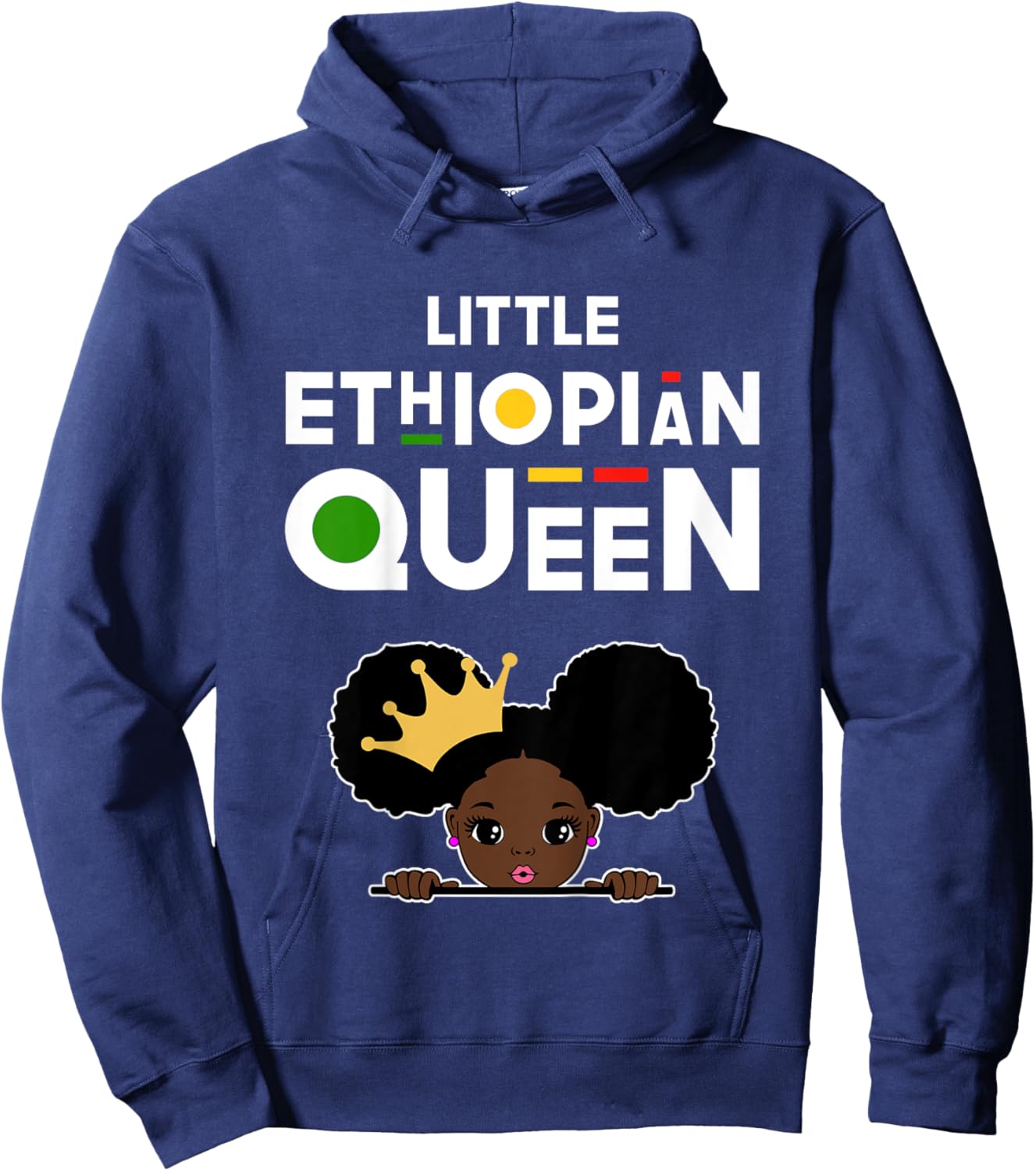 Little Ethiopian Queen Shirt Girls Ethiopian Flag Ethiopia Hoodie - Hoodie | Navy