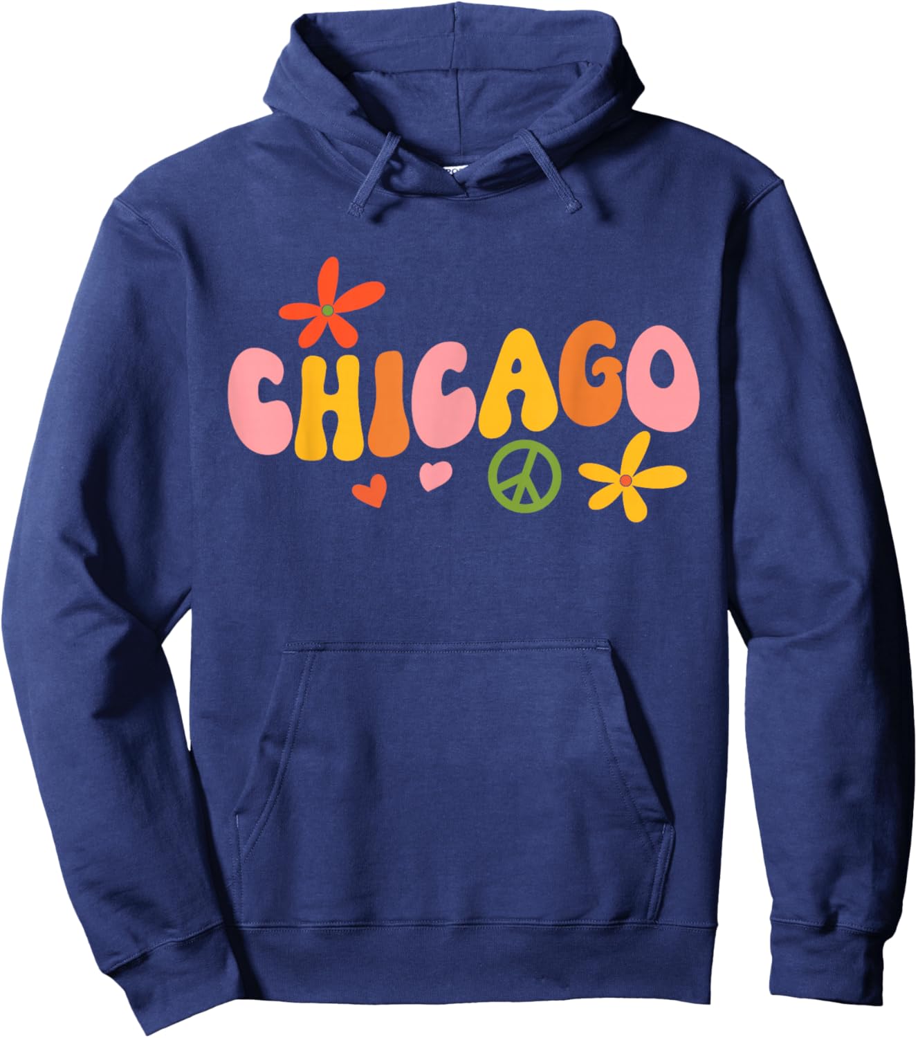 Chicago 70s retro hippie Hoodie - Hoodie | Navy