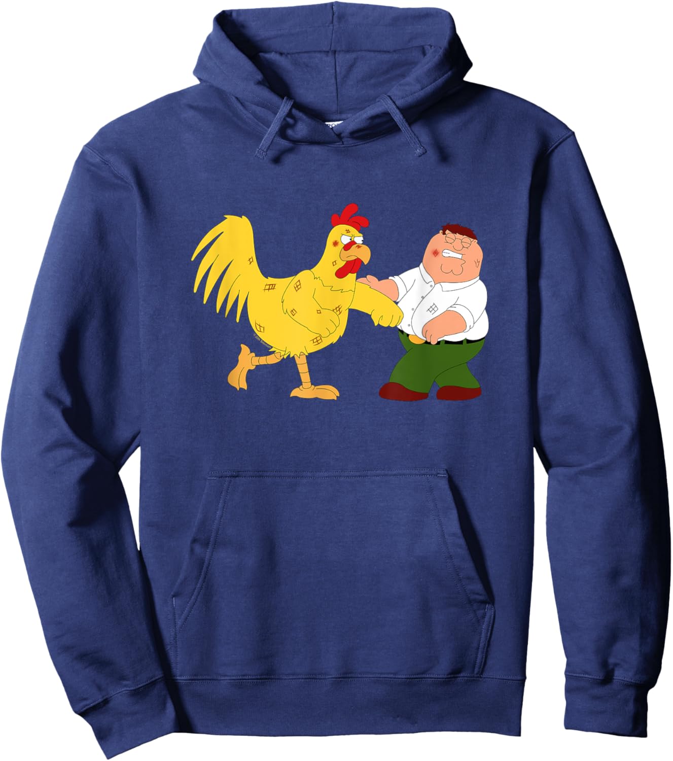 Family Guy Peter & The Giant Chicken Fighting Funny Cartoon Hoodie - Hoodie | Navy
