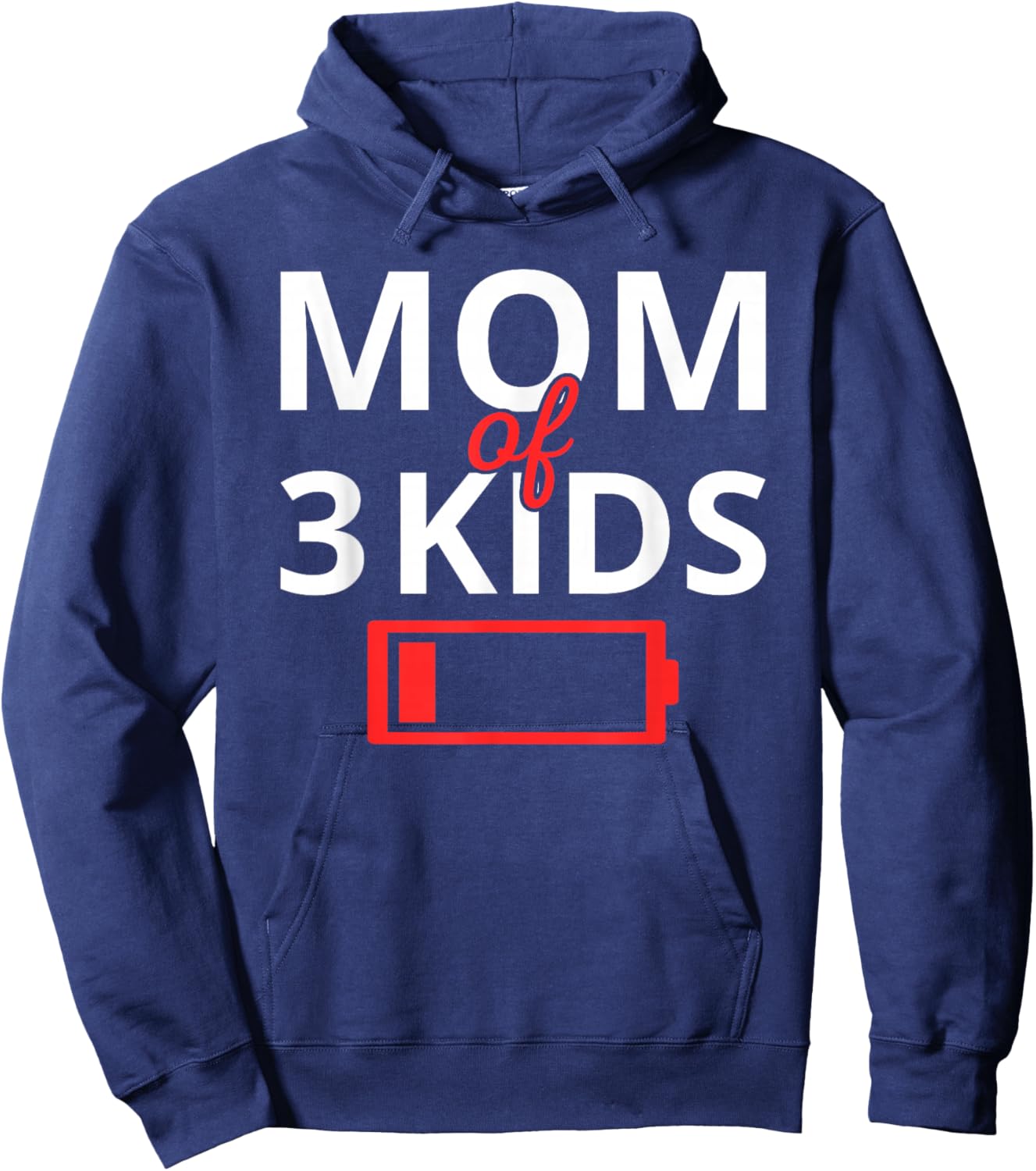 Funny Mother's Day Tired Mom Of 3 Kids Drained Low Battery Hoodie - Hoodie | Navy