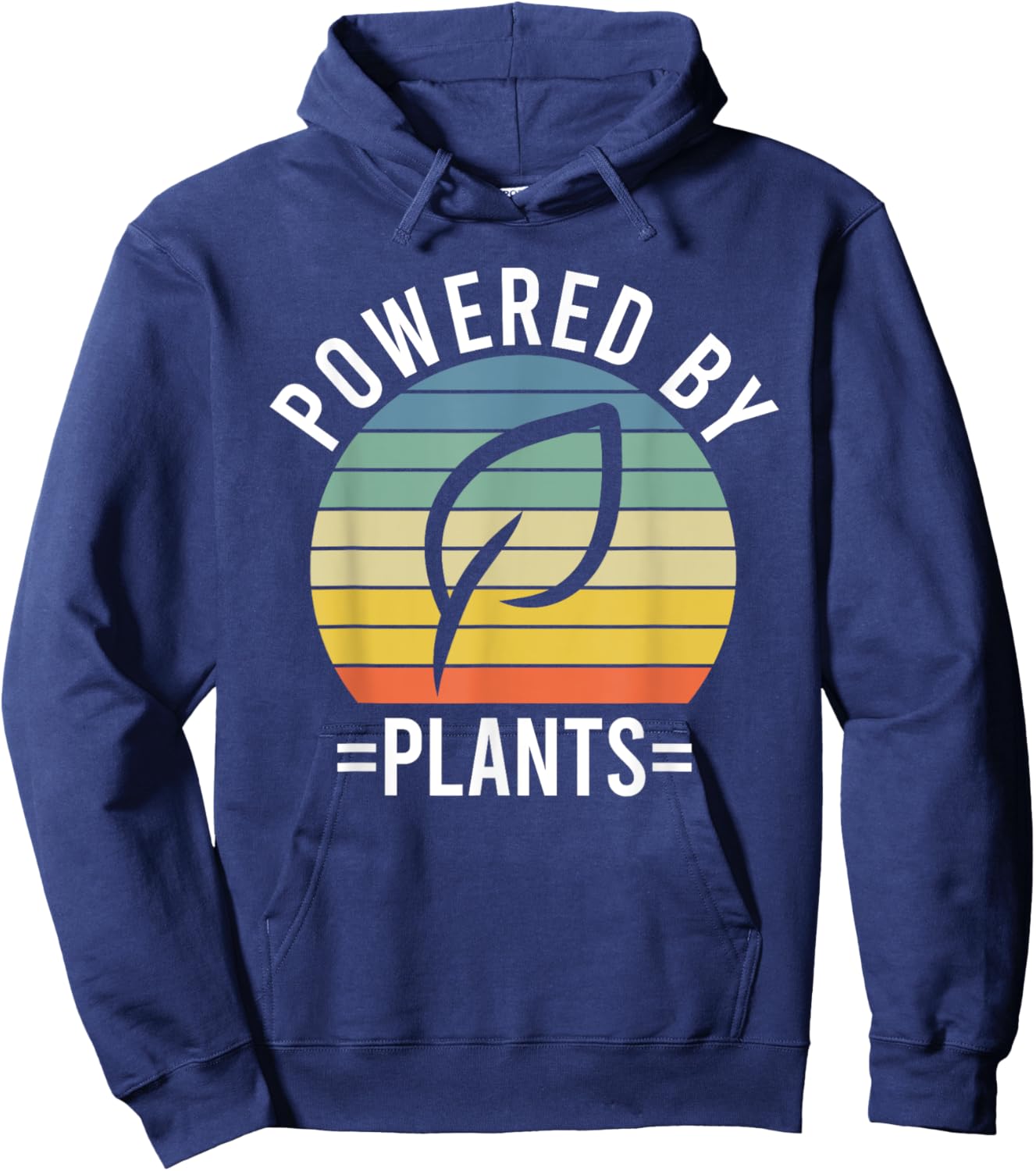 Powered By Plants Vegetarian Vegan Workout Plant Powered Hoodie - Hoodie | Navy