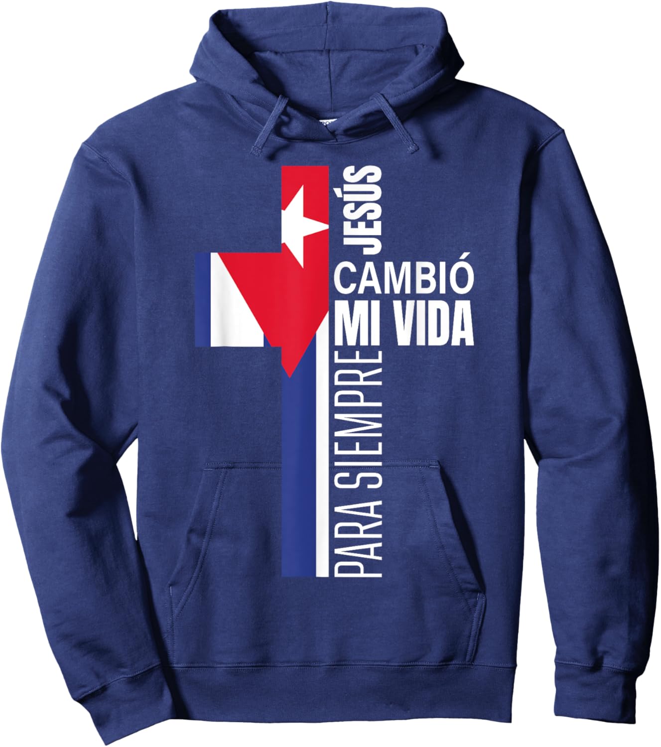 Christian Spanish Gifts Bible Verse Message Jesus Cuban Flag Hoodie - Hoodie | Navy