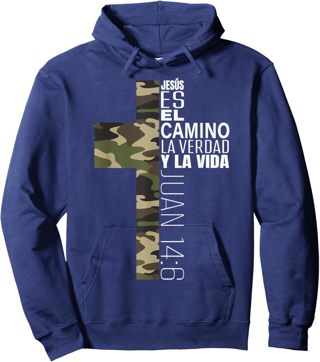 Jesus Christian Spanish Gifts Men Religious Verse Camo Cross Hoodie - Hoodie | Navy