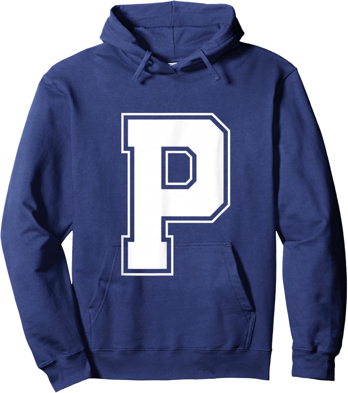 Letter P Big Bold Capital Varsity Alphabet Monogram Hoodie - Hoodie | Navy