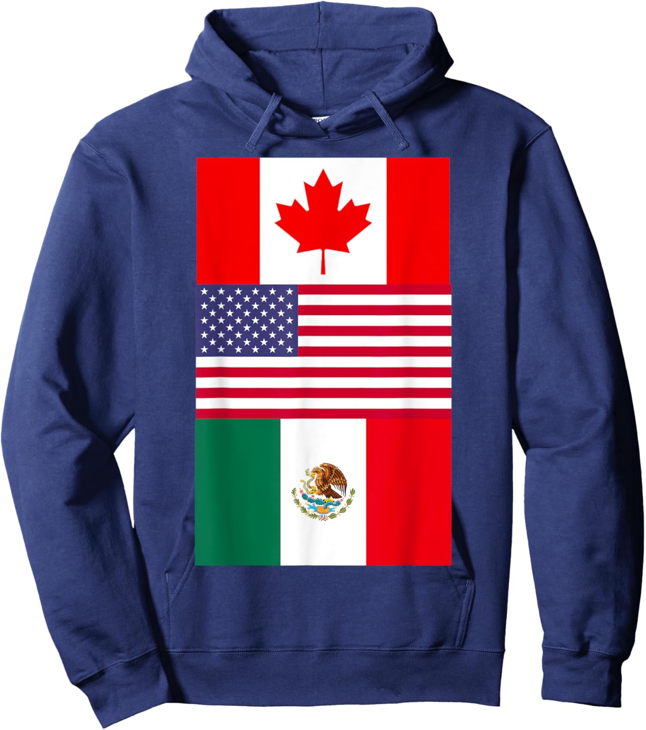 Canada USA Mexico North America Flags Hoodie - Hoodie | Navy