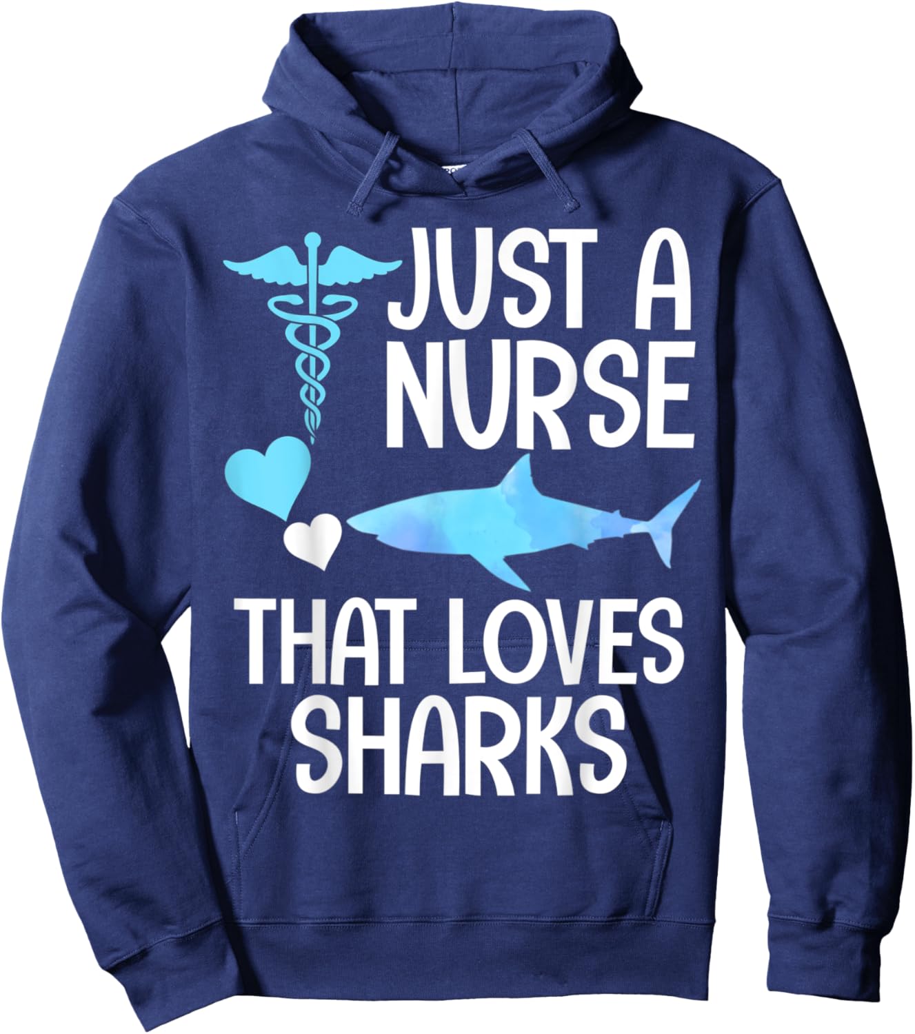 Nurse that loves sharks nursing RN beach ocean sea vacation Hoodie - Hoodie | Navy