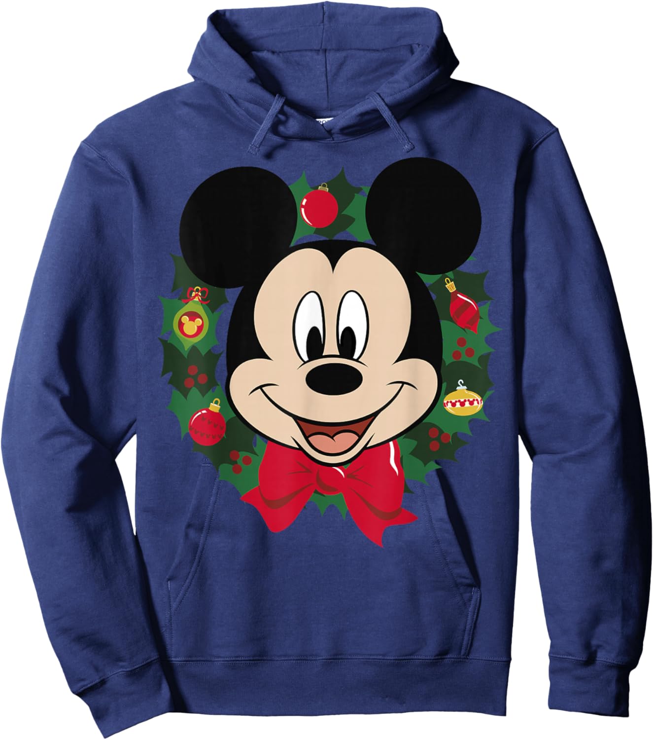 Disney Mickey Mouse Christmas Wreath Portrait Hoodie - Hoodie | Navy