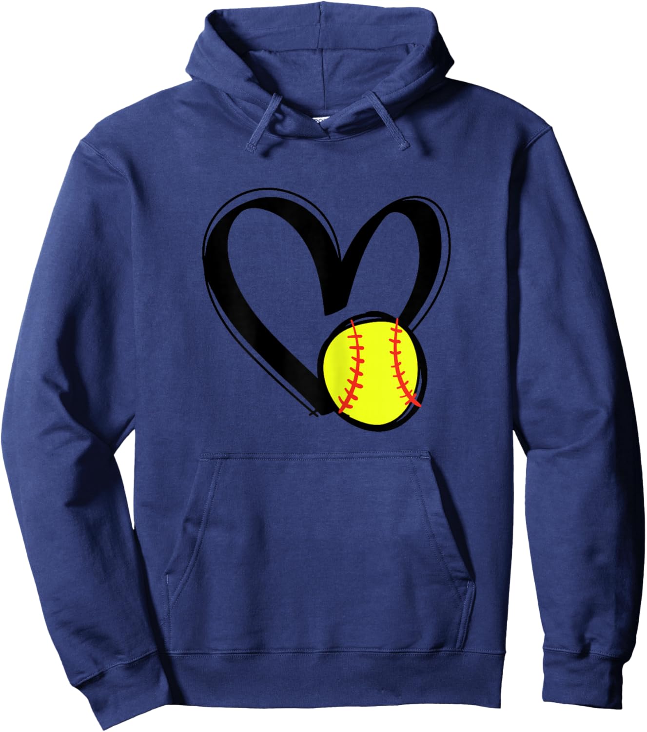 Love Softball Heart Hoodie - Hoodie | Navy