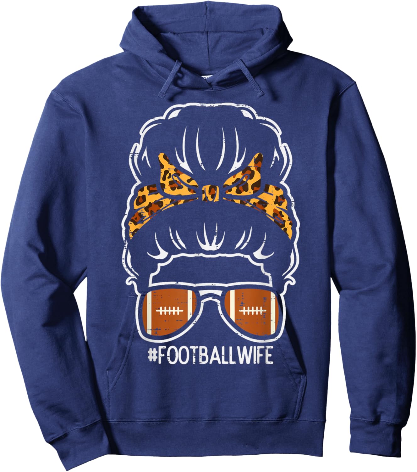 American Football Wife Leopard Bun Family Matching Women Hoodie - Hoodie | Navy