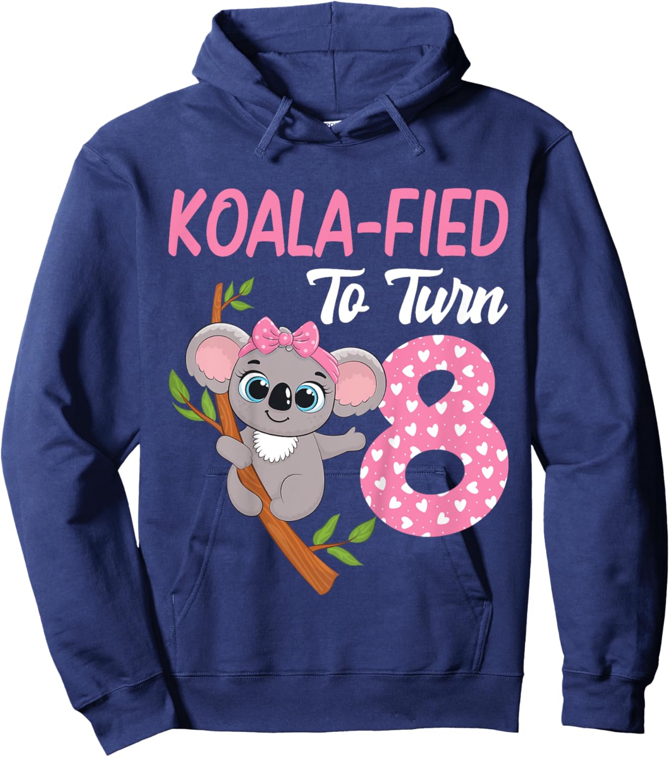 8 Year Old Koala 8th Birthday Party Animal Koala Lover Hoodie - Hoodie | Navy