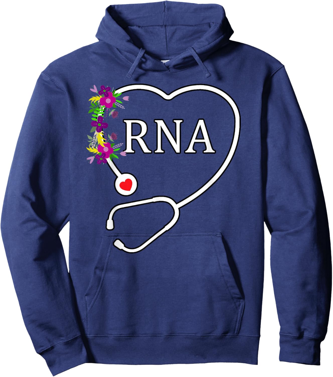 Cute RNA Restorative Nurse Assistant Aide Floral Stethoscope Hoodie - Hoodie | Navy