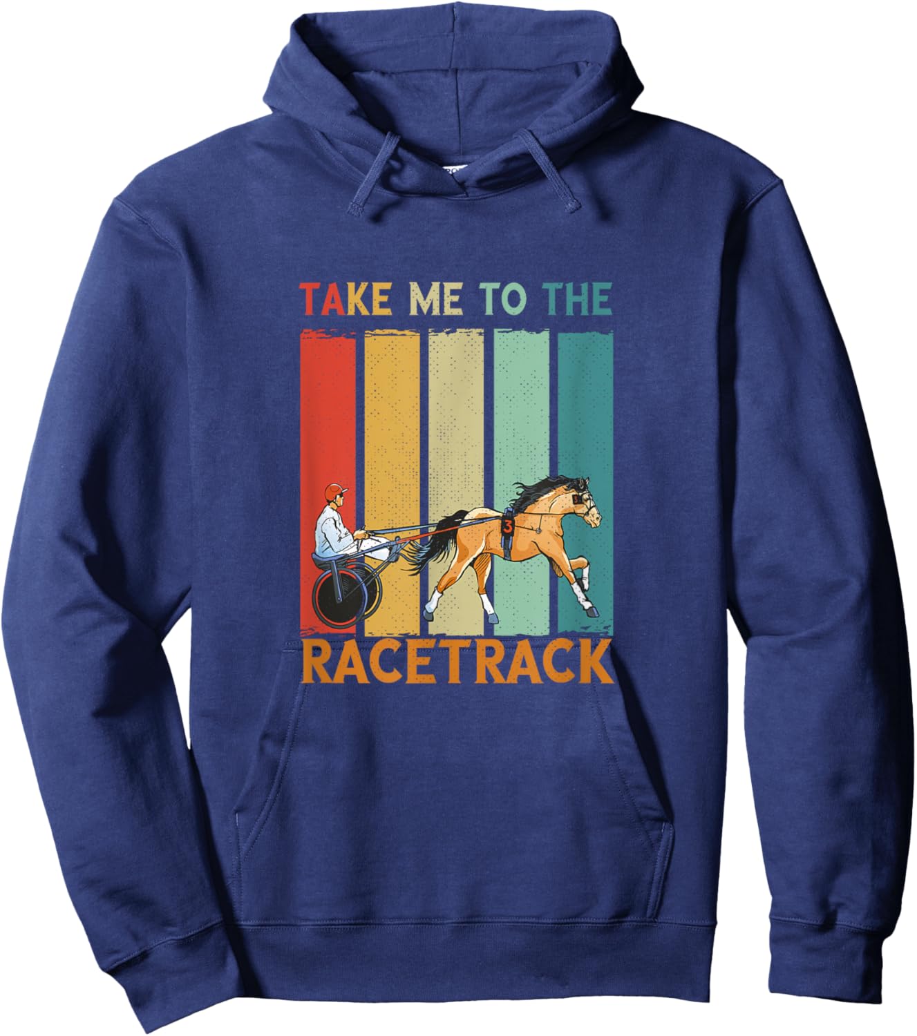 Retro Take Me To Track Trotter Equitation Harness Racing Hoodie - Hoodie | Navy