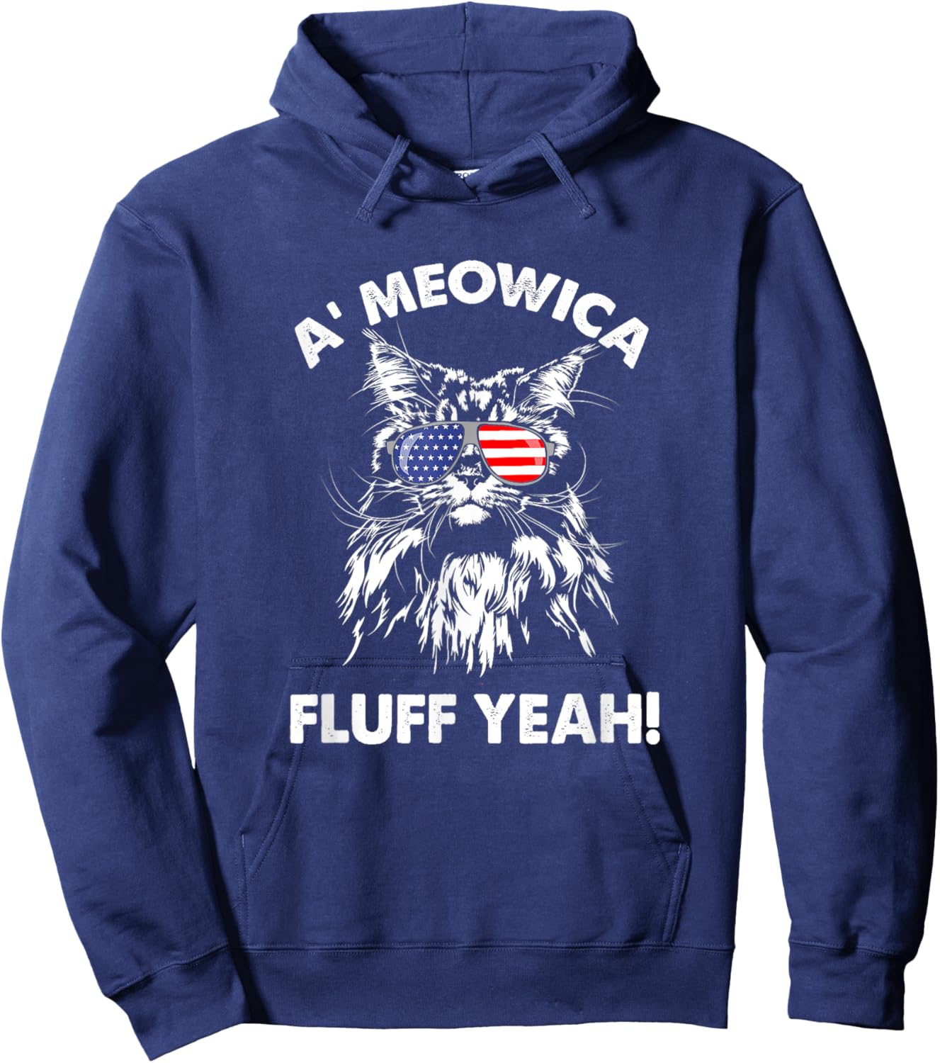 Maine Coon Cat Meowica Shirt Meowica fluff yeah Women Hoodie - Hoodie | Navy