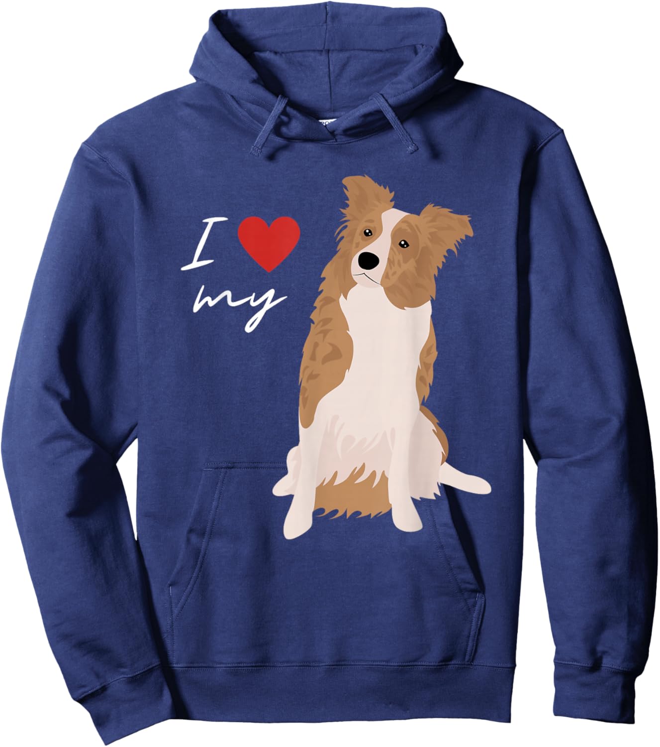 I Love My White & Red Merle Border Collie Dog Lover Men Women Kids Hoodie - Hoodie | Navy