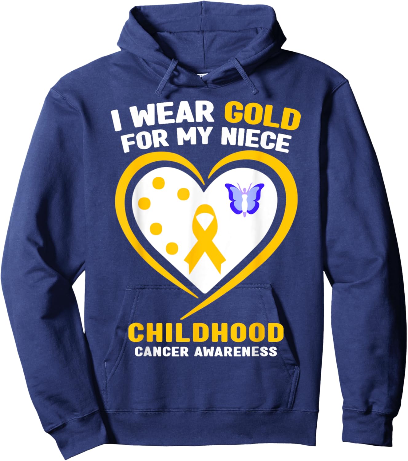 I Wear Gold For My Niece Childhood Cancer Awareness Hoodie - Hoodie | Navy