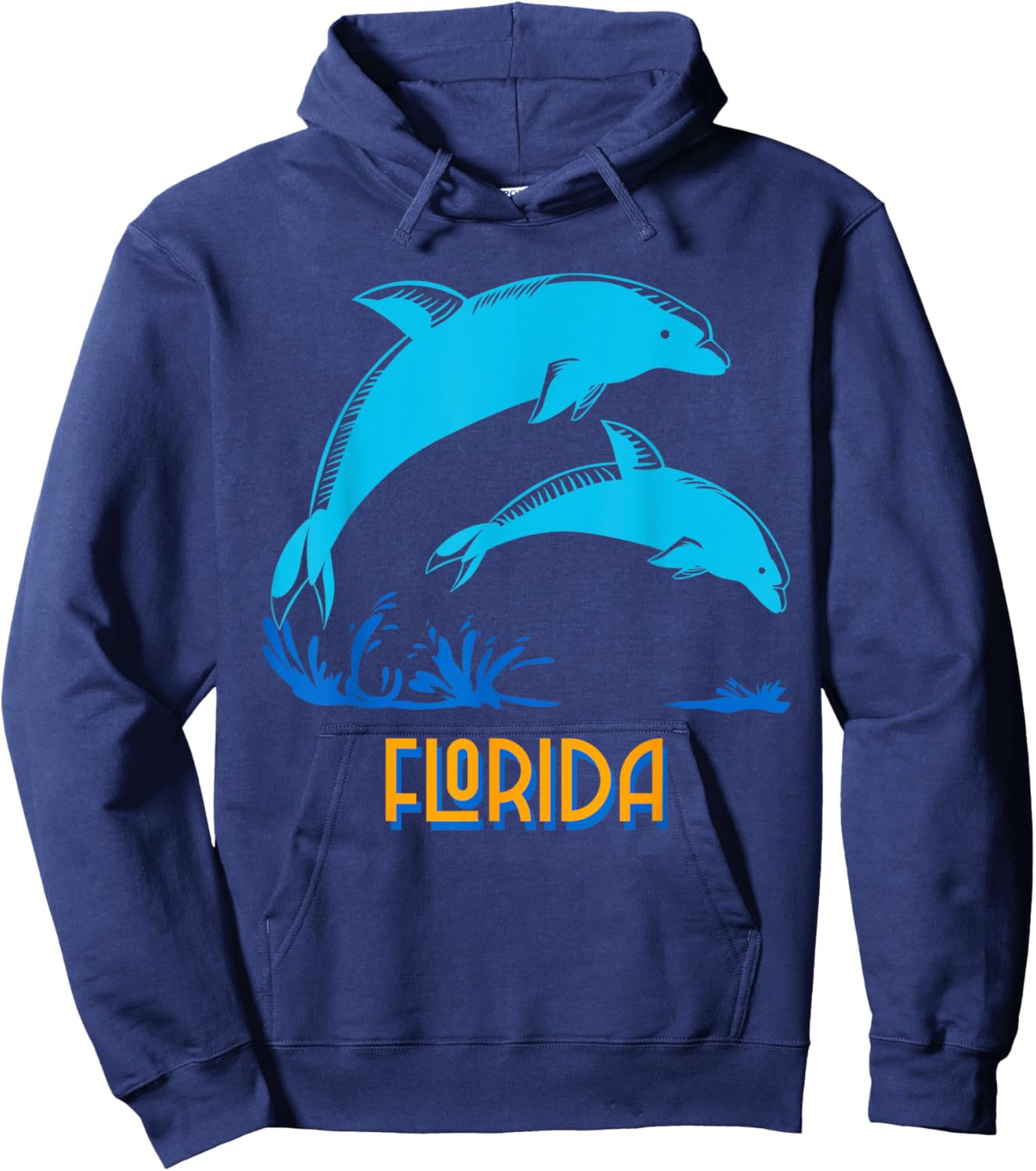 Florida Beach Vacation Dolphin Lover Ocean Animal Dolphins Men Women Girls Kids Hoodie - Hoodie | Navy