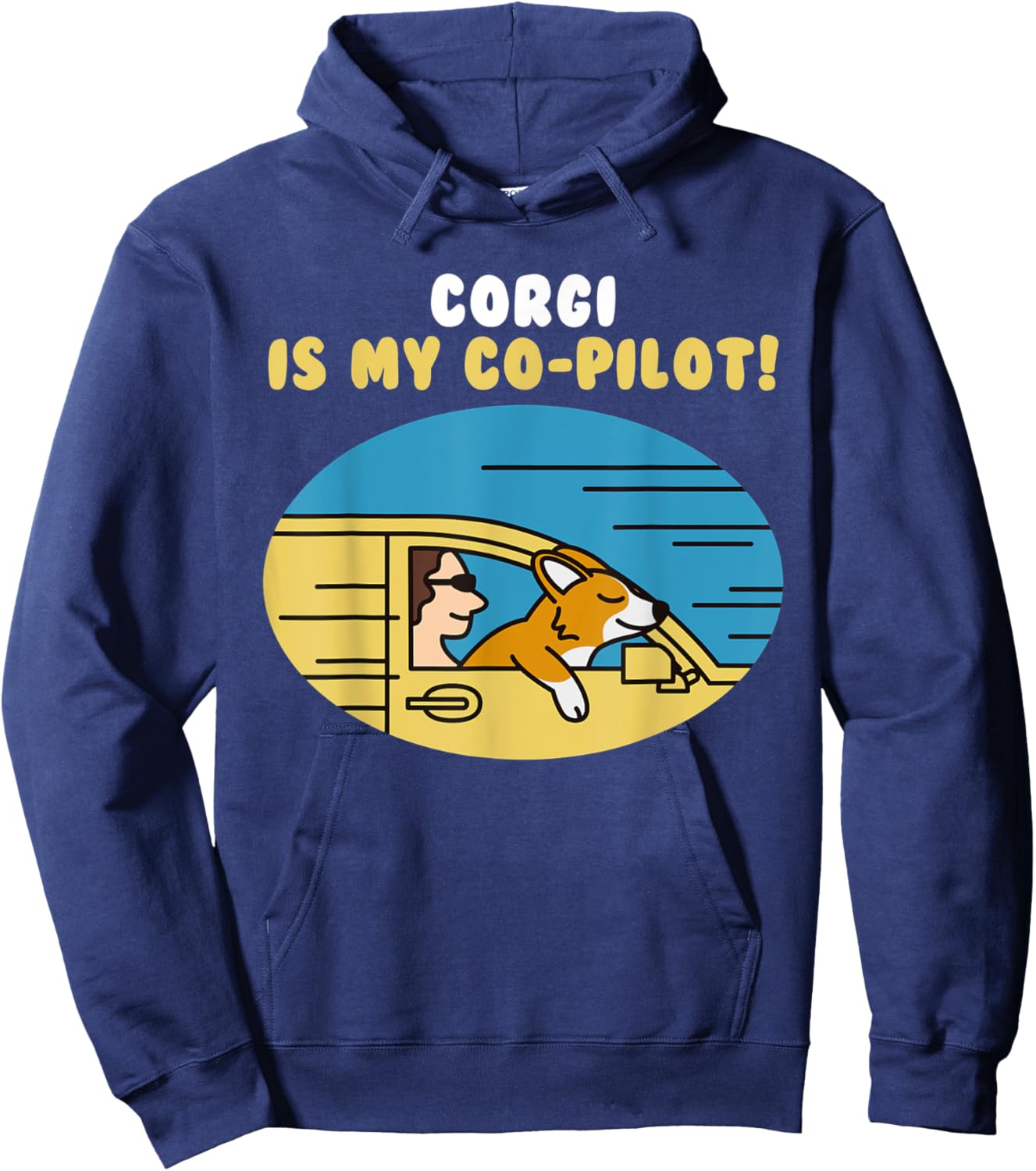 Corgi Is My Co-Pilot Dog Women Kids Hoodie - Hoodie | Navy