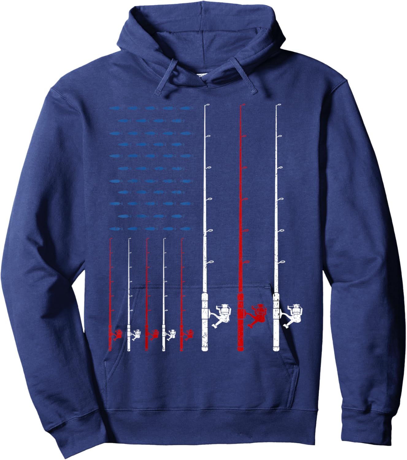 Fishing Rods American Flag Hoodie - Hoodie | Navy