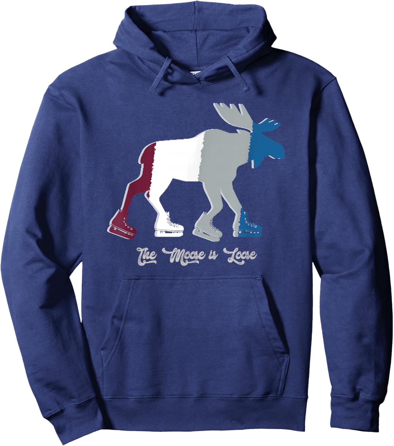 The Moose is Loose - Hockey Skates Hoodie - Hoodie | Navy
