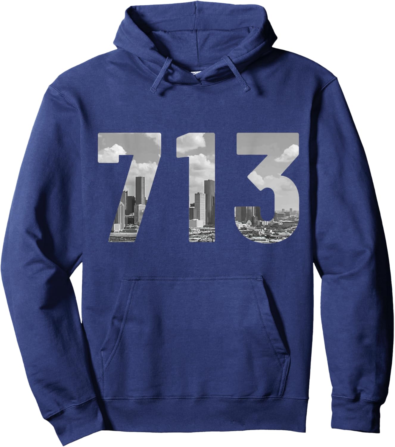 Houston 713 Area Code Skyline Texas Pride Vintage Hoodie - Hoodie | Navy
