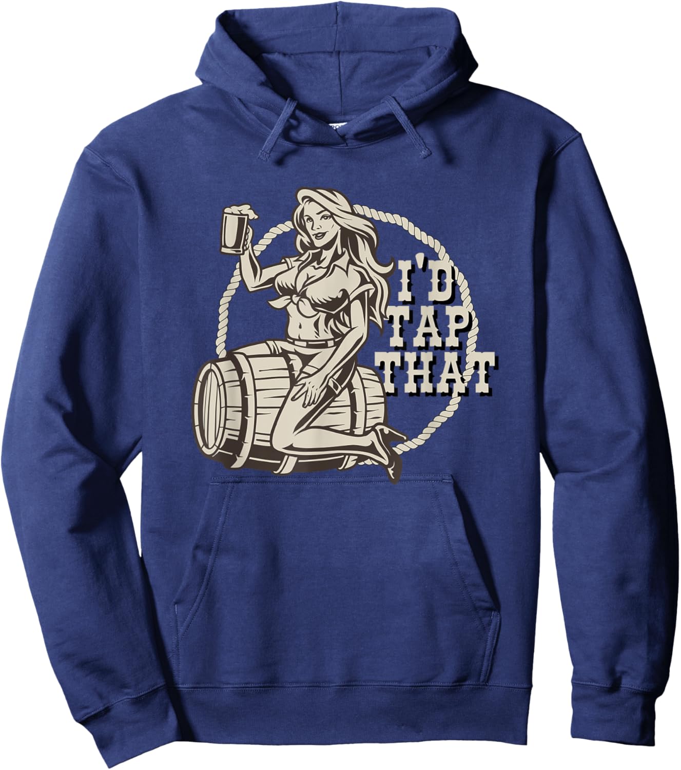 Funny Beer Lover I'd Tap That Sexy Woman Keg of Beer Hoodie - Hoodie | Navy
