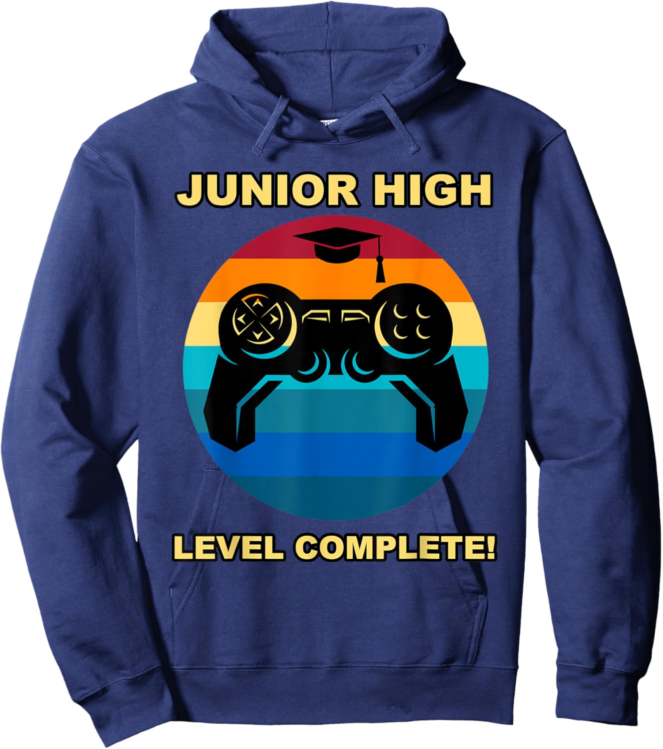 Junior High School Level Complete Graduation Gamer Game Midd Hoodie - Hoodie | Navy