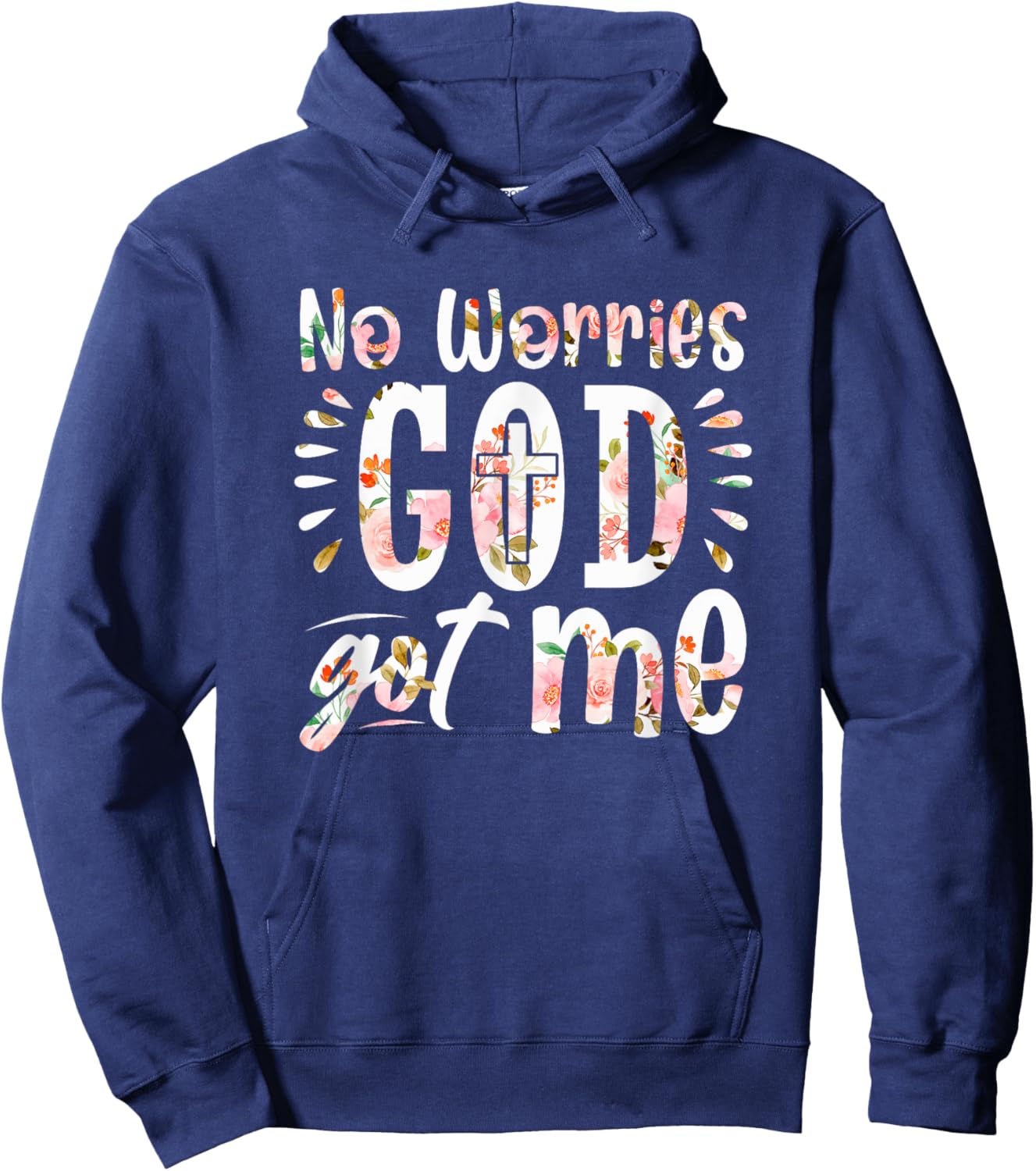 No Worries, God-Got Me African American Christian Hoodie - Hoodie | Navy