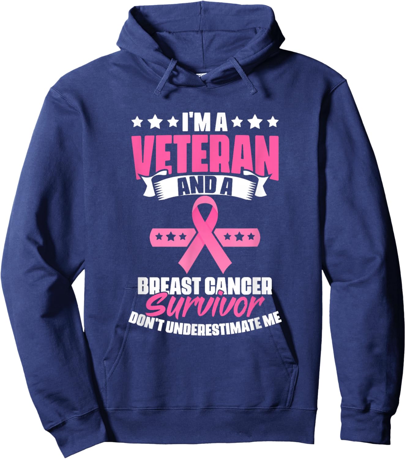 Veteran And Breast Cancer Survivor Breast Cancer Awareness Hoodie - Hoodie | Navy