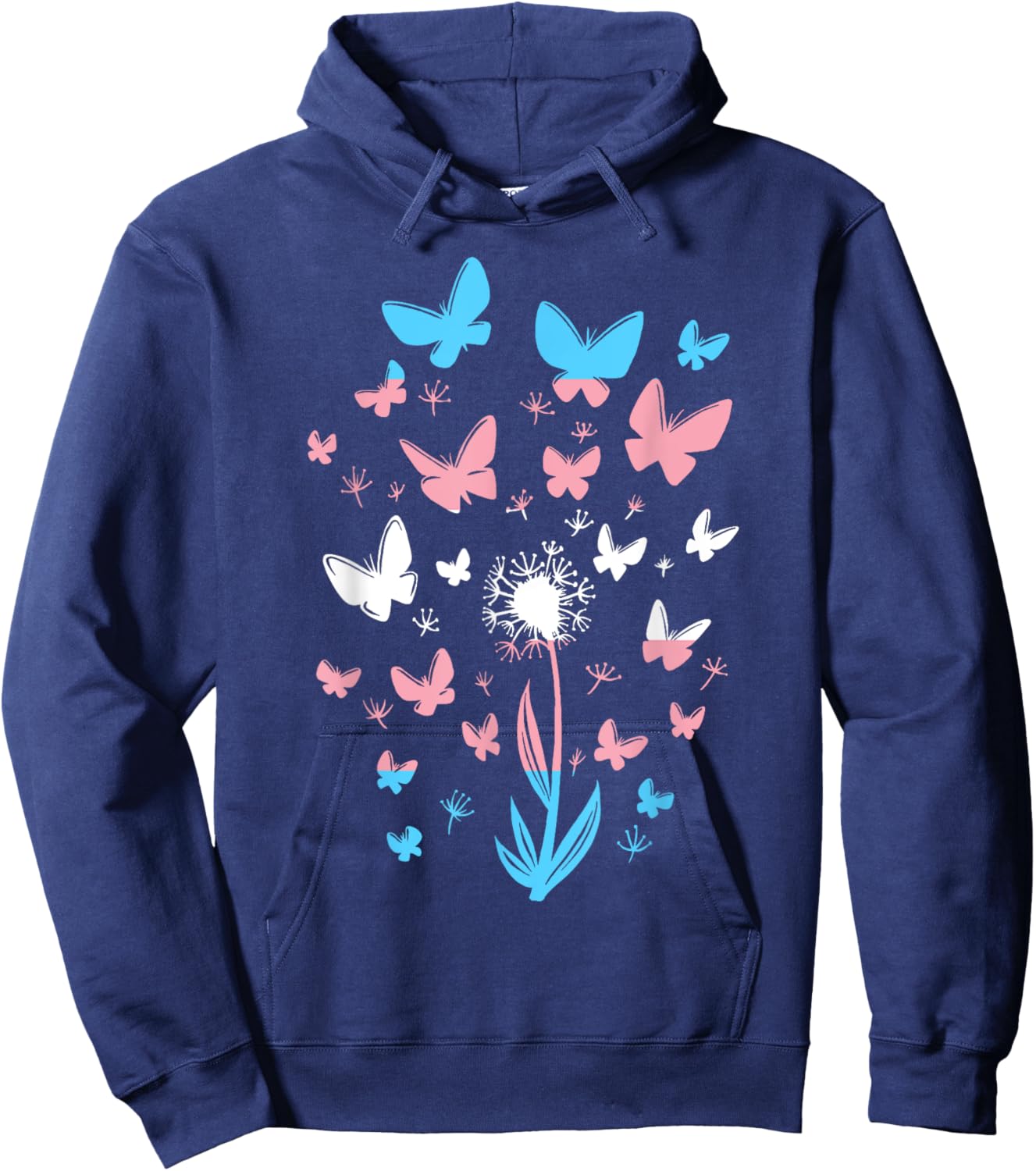 Transgender Petals Flowers Butterflies Transsexual Flag Hoodie - Hoodie | Navy