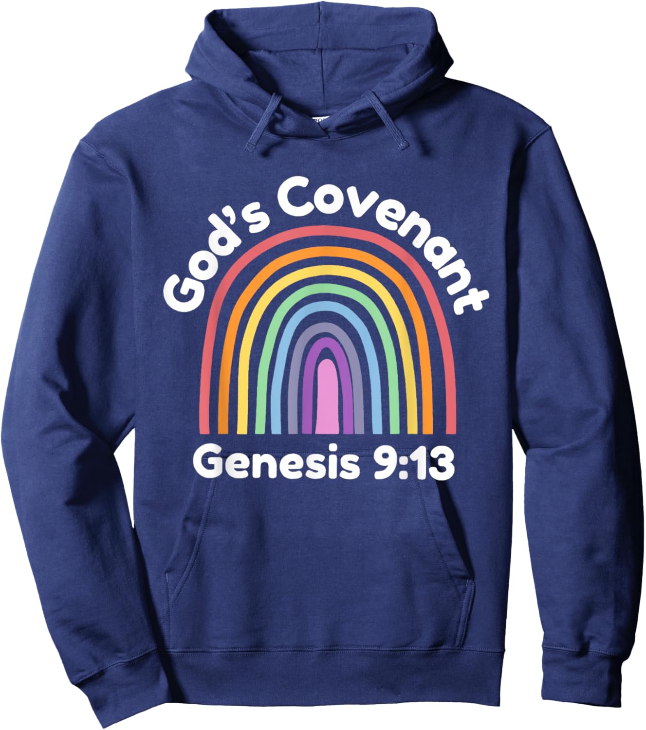 God’s Covenant Rainbow | Genesis 9:13 Christian Hoodie - Hoodie | Navy