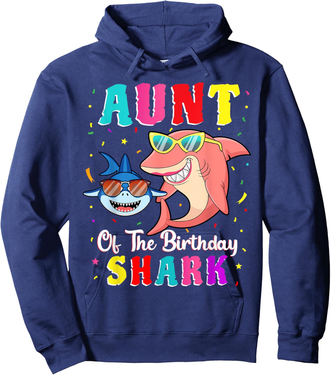 Aunt Of The Shark Birthday Family Matching Birthday Nephew Hoodie - Hoodie | Navy