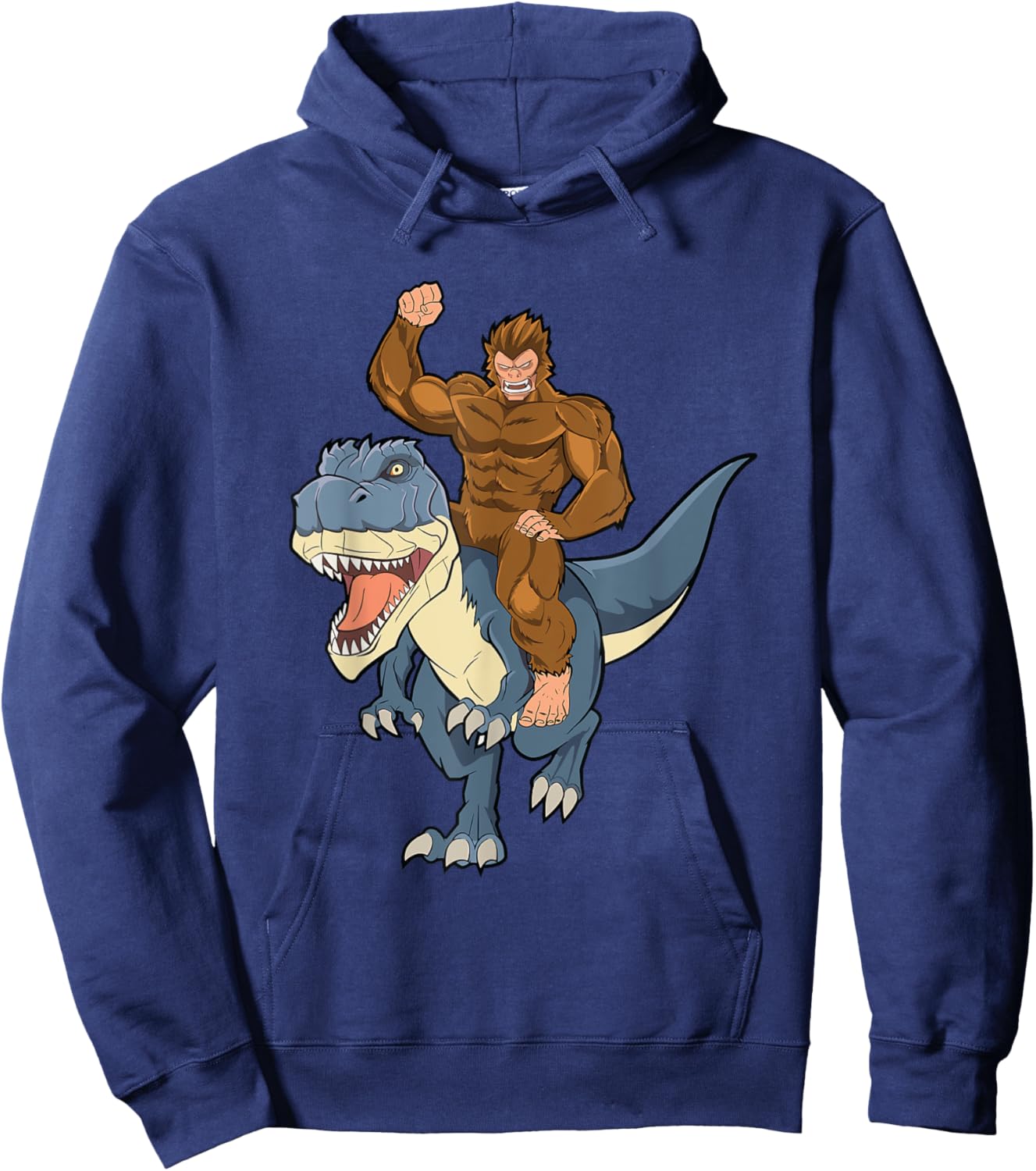 Bigfoot Sasquatch Riding Dinosaur T Rex For Boys Girls Kids Hoodie - Hoodie | Navy