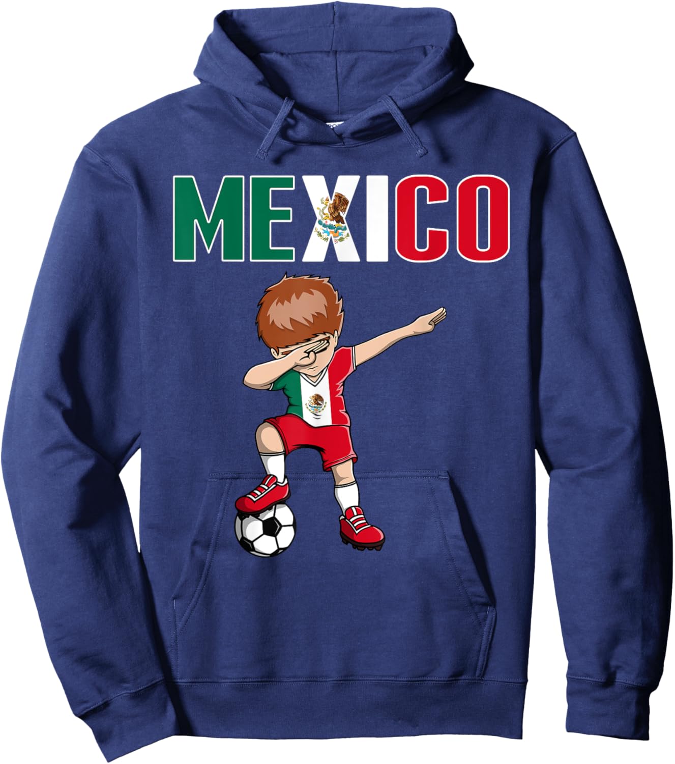 Dabbing Soccer Boy Mexico Soccer Fans Jersey Mexican Flag Hoodie - Hoodie | Navy
