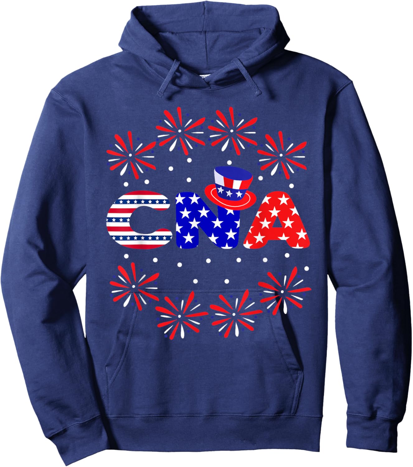 4th Of July CNA Nurse Red White Blue USA Flag Patriotic Men Hoodie - Hoodie | Navy