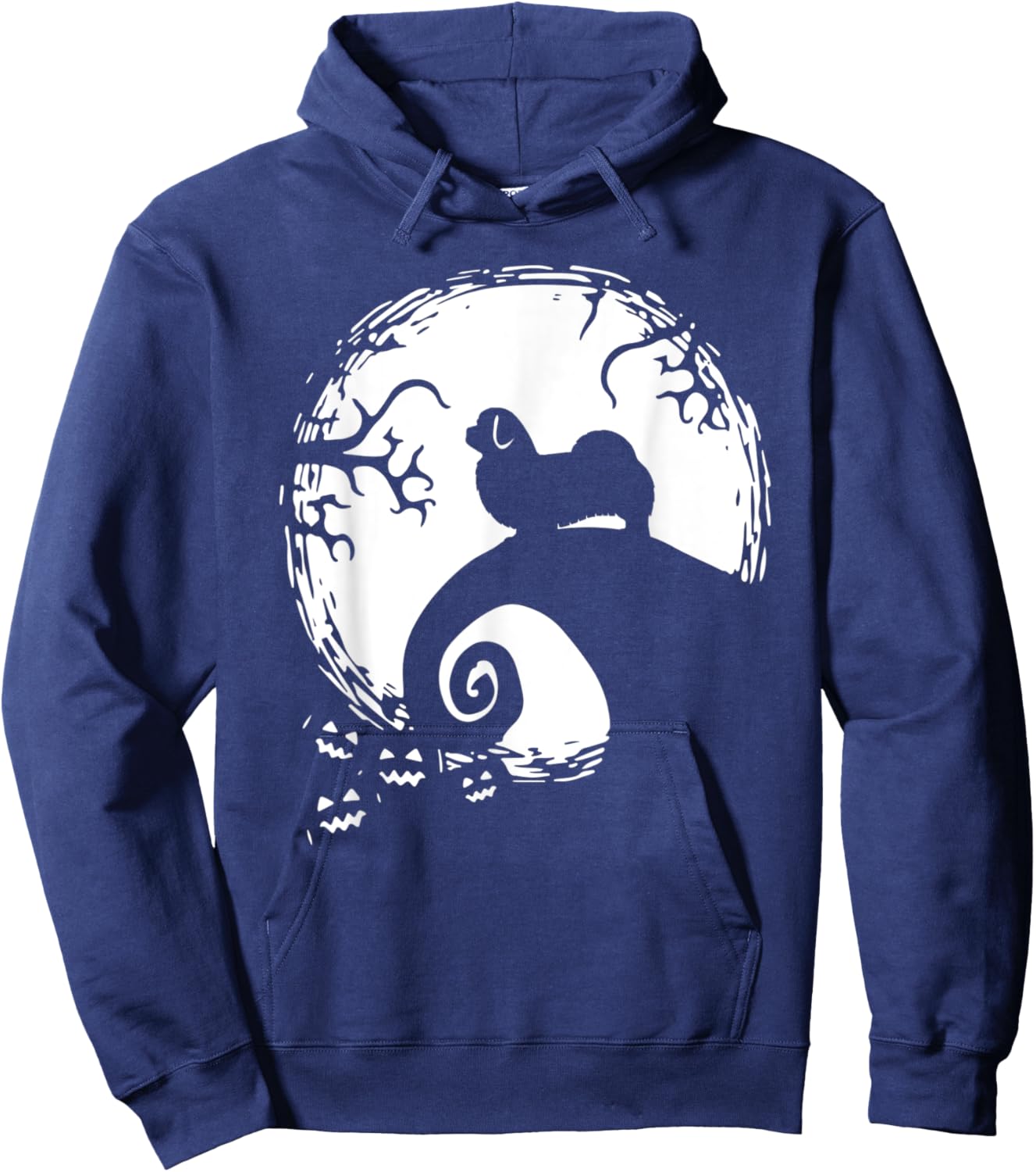 Tibetan spaniel And Moon Halloween Hoodie - Hoodie | Navy