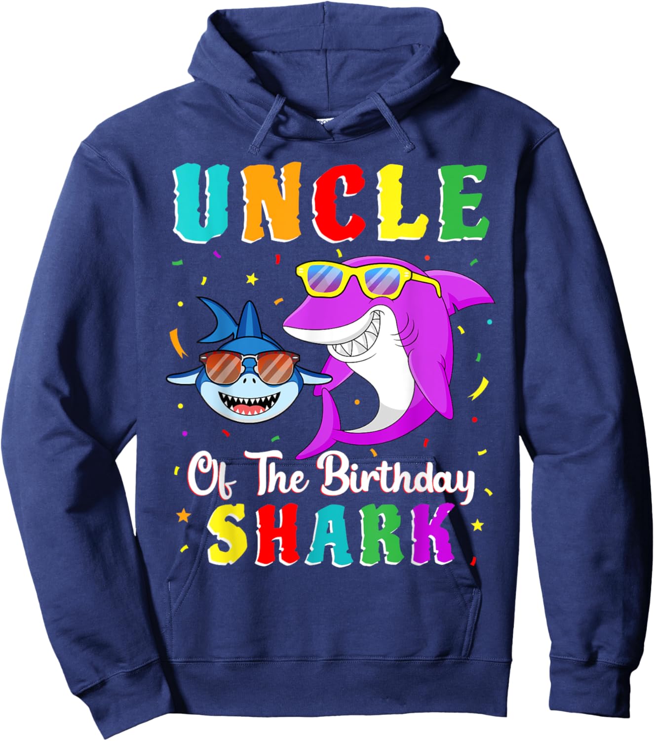 Uncle Of The Shark Birthday Family Matching Birthday Nephew Hoodie - Hoodie | Navy