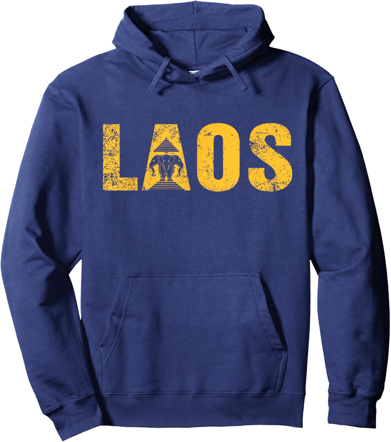 Vintage Laos Flag Vientiane Kingdom of Laos Men Women Kids Hoodie - Hoodie | Navy
