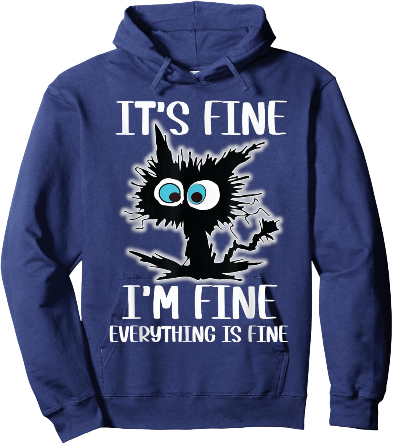 It's Fine I'm Fine Everything Is Fine Funny Black Cat Nurse Women Hoodie - Hoodie | Navy