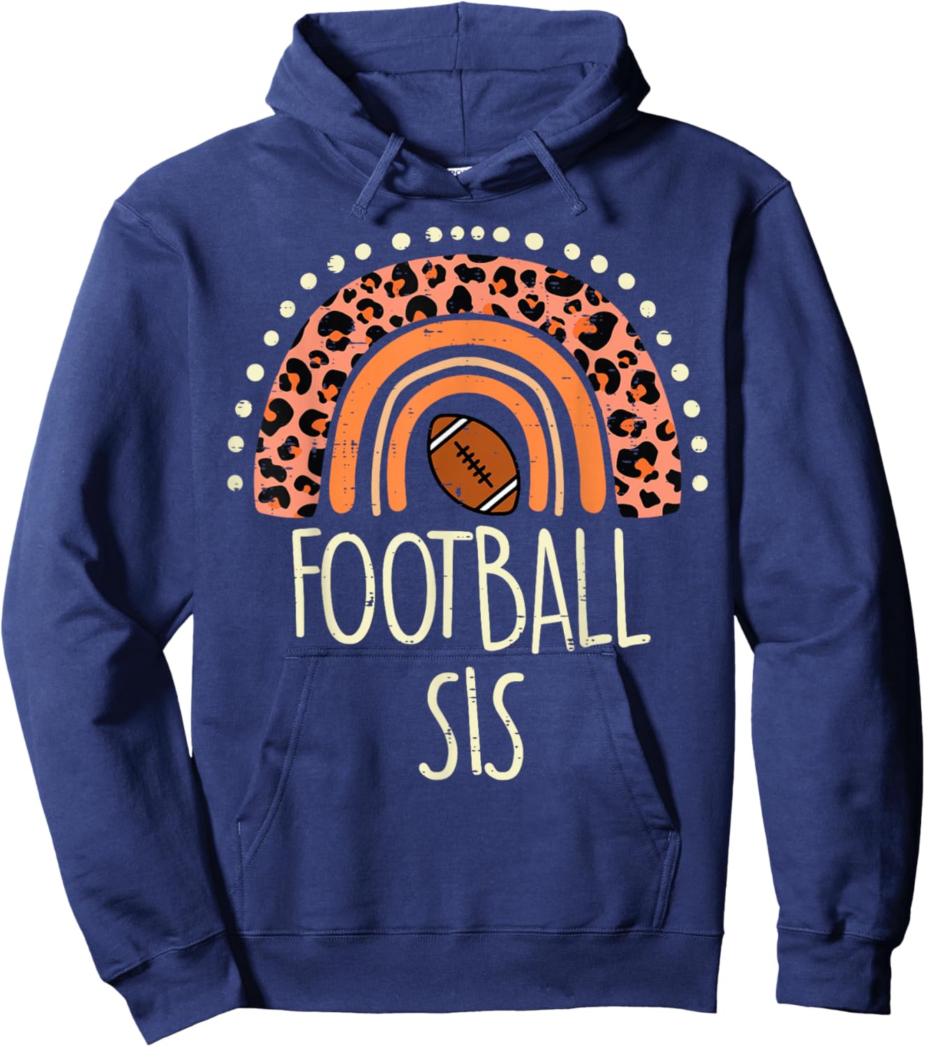 Leopard Rainbow American Football Sis Family Matching Sister Hoodie - Hoodie | Navy