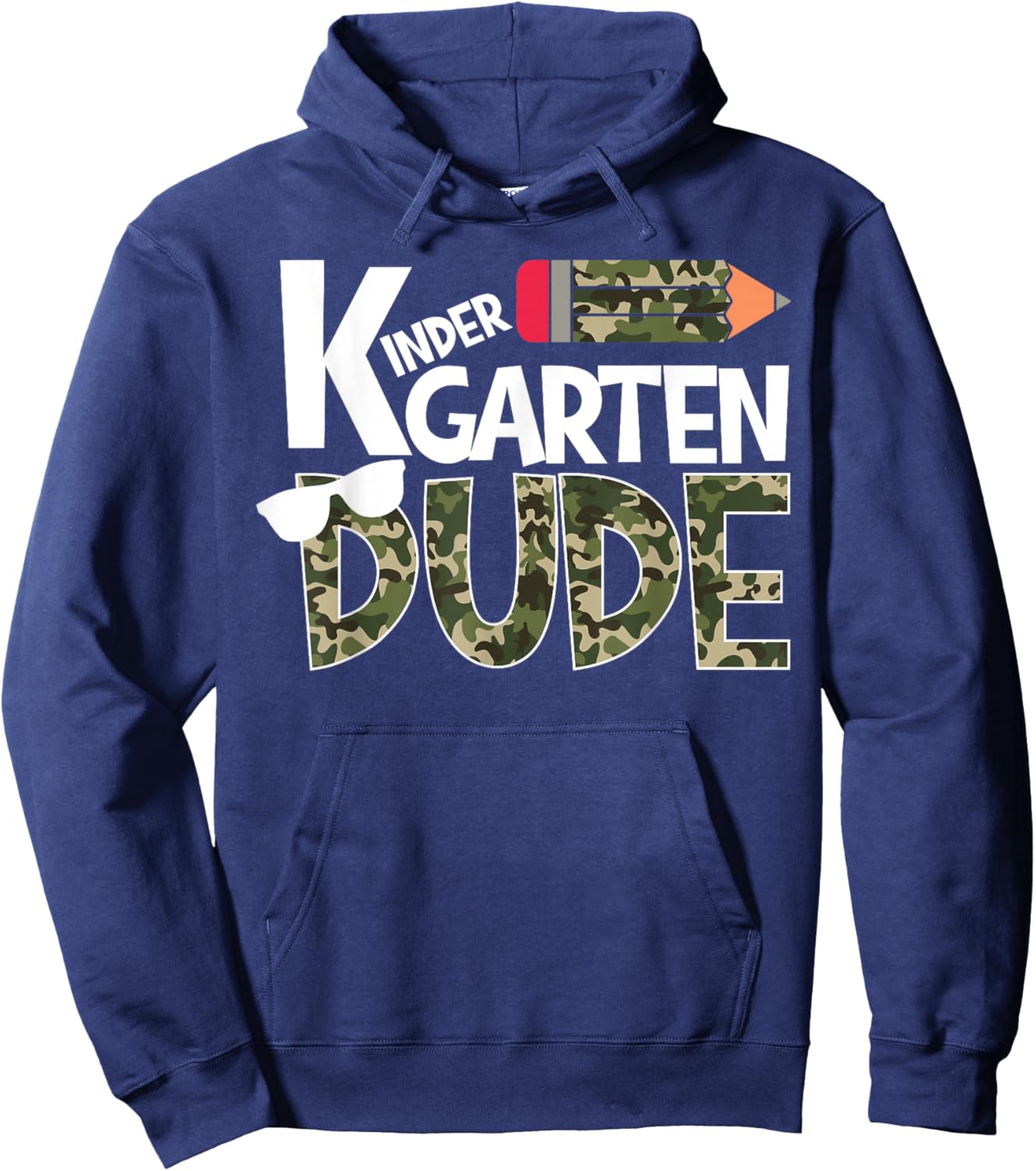 Kindergarten Dude Camo Print Back to School Boys Toddler Hoodie - Hoodie | Navy