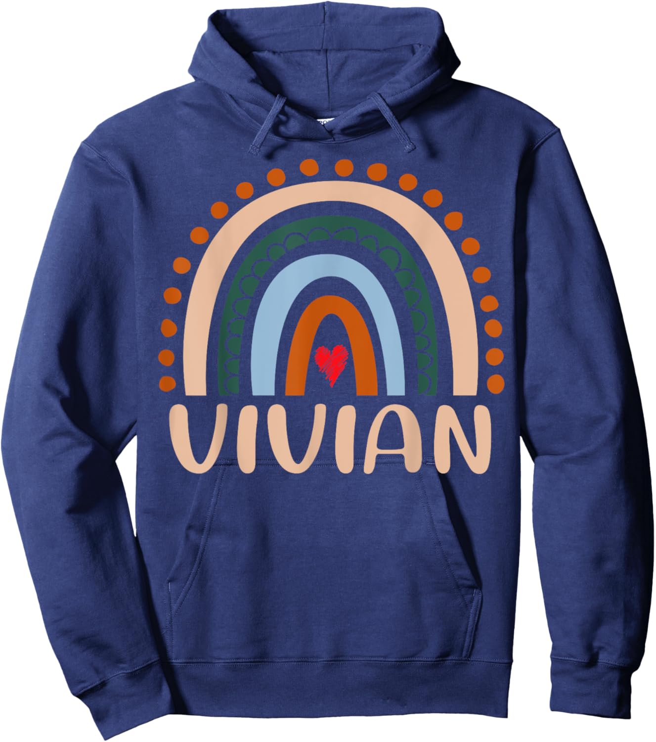 Vivian Name Personalized Funny Women Rainbow Vivian Hoodie - Hoodie | Navy