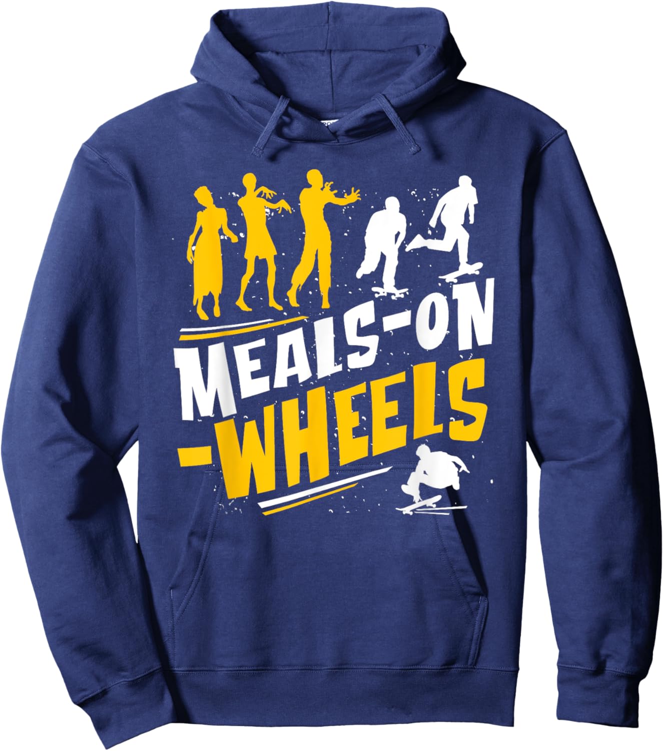 Meals-on-Wheels Funny zombie and Skateboarder Graphic Hoodie - Hoodie | Navy